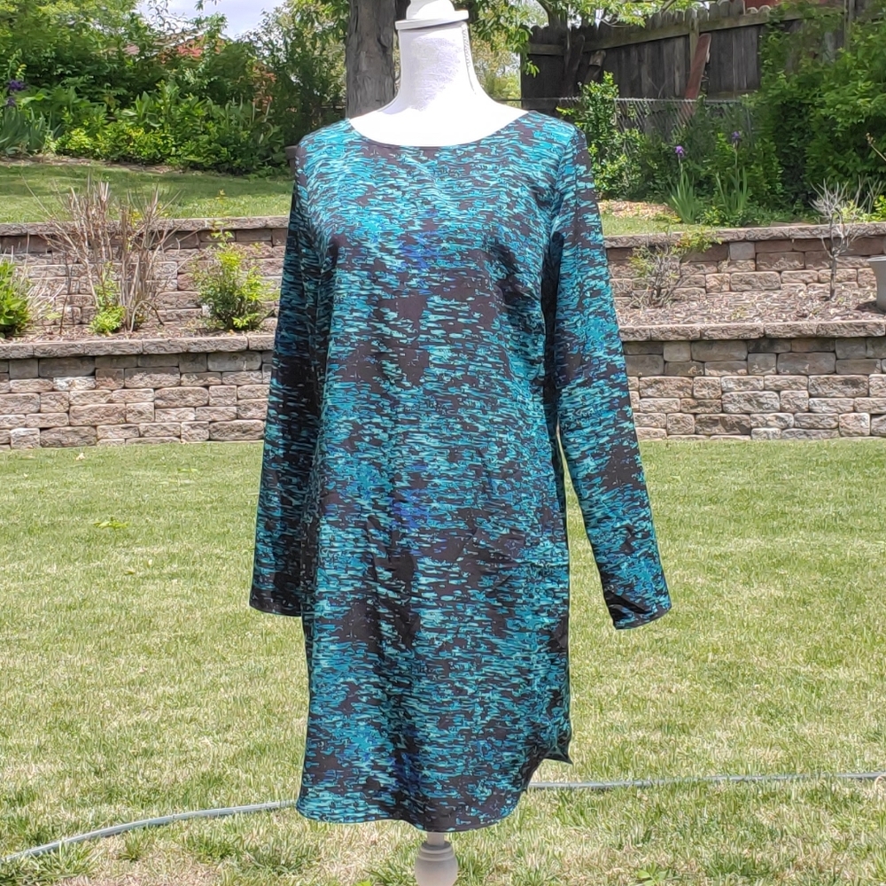 🌟 3 for $15 Deal! 🌟Gap blue teal green black long sleeve dress M